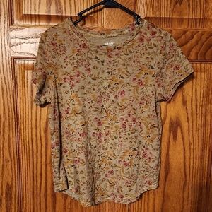Old Navy Floral Short Sleeve Top - Brown and Pink Size M